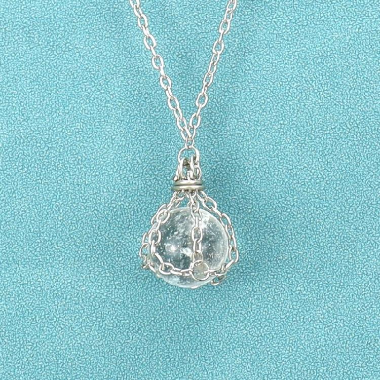 Mesh Pocket Pendant Necklace Colorful Crystal Stone Holder Woven Neckchains