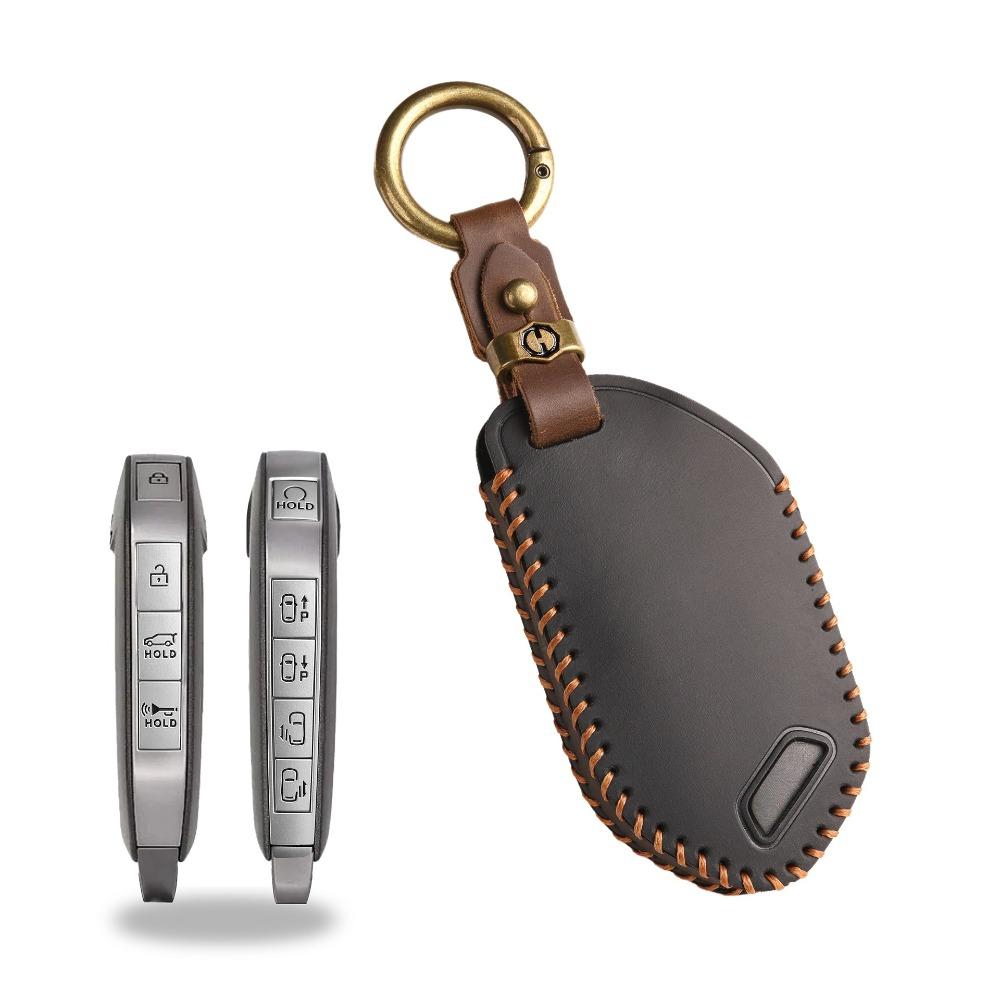 Genuine Leather Key Cover for KIA 2024 Model Car Keys Protective Case Keychain Accessories