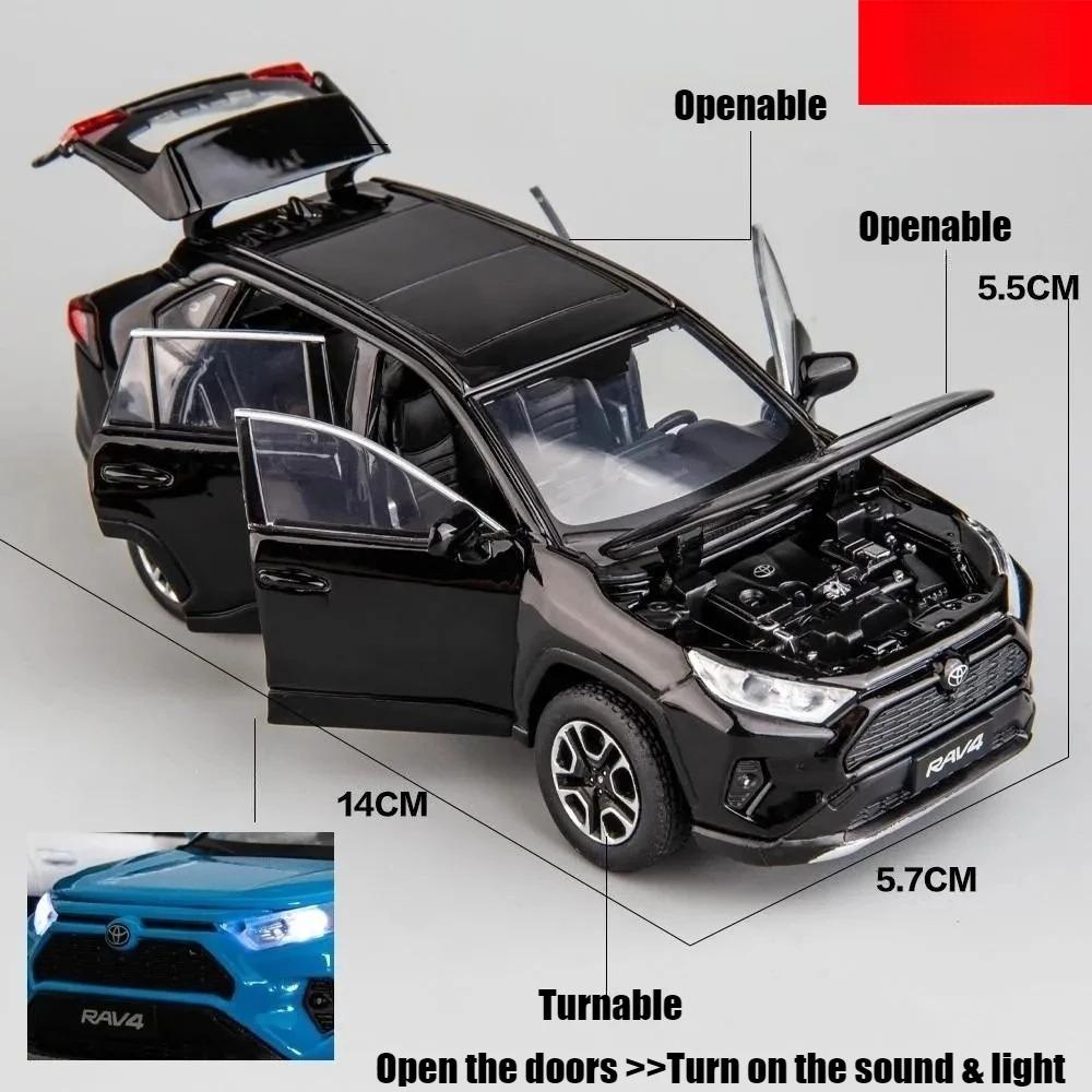 1/32 Toyota RAV4 SUV Terénní Hračka Auto, JKM Kovový Odlévaný Model Zvuk & Světlo Otevíratelné Dveře Vzdělávací Kolekce Dárek pro Chlapce