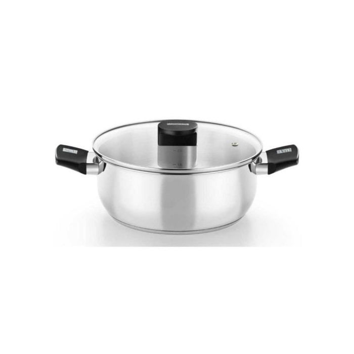 Cacerola Monix Elite M240326 26cm Acero Inoxidable 18/10 Full Induction Asas Baquelita Tapa Vidrio