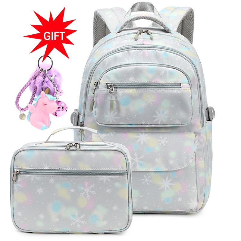 Nowy plecak dla dziewcząt do szkoły podstawowej, zestaw torebek z lunchboxem, duża pojemność, wodoodporny, Mochila Infantil Escolar