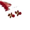 Elegant Red Floral Beaded Earrings - Versatile Niche Design for a Luxurious Feel
