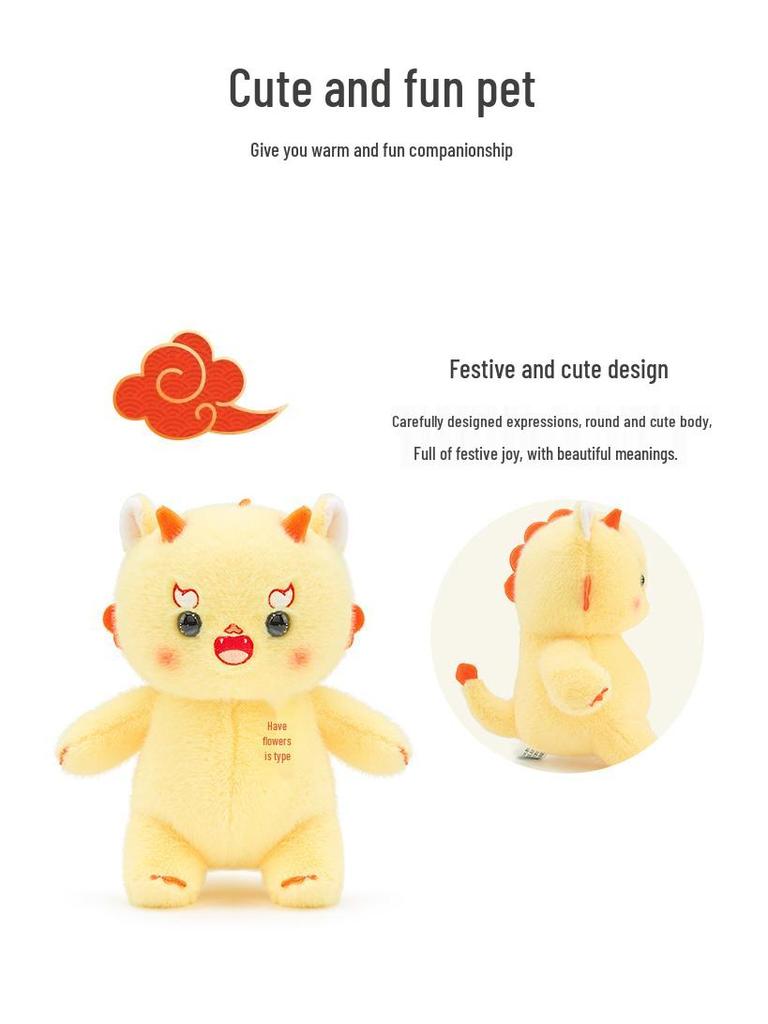 Auspicious Dragon Year Plush Toy - Fire Dragon Baby Doll Gift for Children