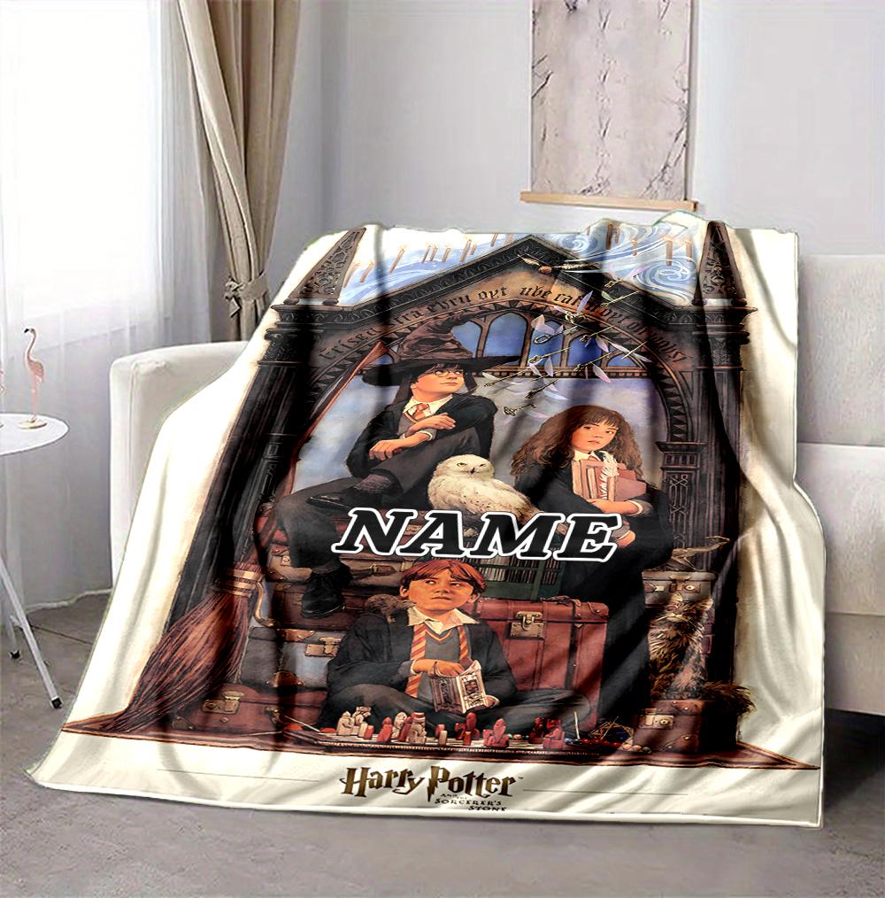 Custom Name Wizard World Flannel Blanket Throw Blanket Soft Warm Sofa Bed home Decor Unique Gift