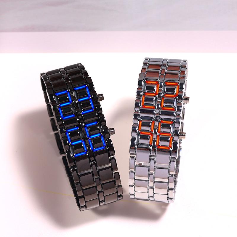 Všestranné LED lávové náramkové hodinky pre páry - Elektronický dizajn retiazky