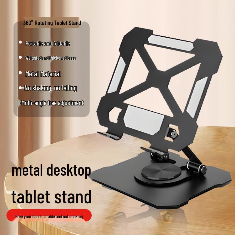 Foldable Metal Laptop & Tablet Stand with 360° Rotation and Double Rod Support