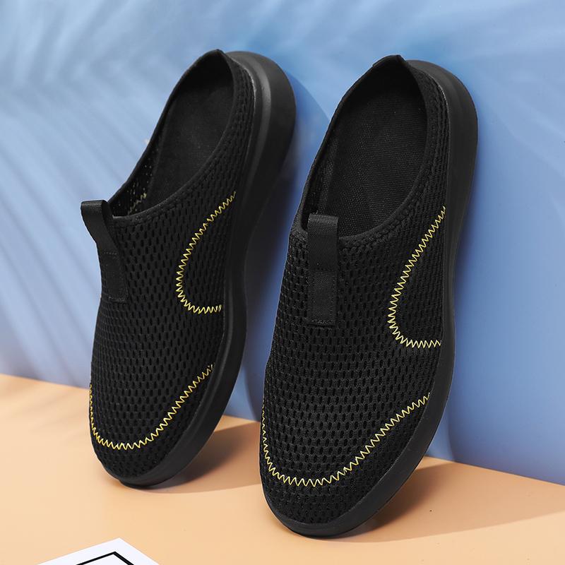 

Fashion Fashion Men Half Slipper New Style Lat-soled Wild Flat-bottomed Summer Breathable Mesh Thin Section Baotou Slippers Man 39