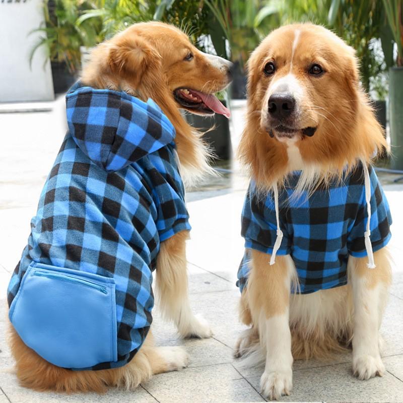 Pet Hoodie With Zippered Chest Pocket Small To Large Dogs Cats Winter Warm Clothing