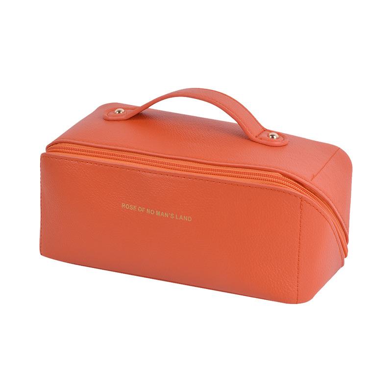 Stor Reisekosmetikkveske i PU-lær for kvinner Kosmetikkorganisator Sminkeveske med høy kapasitet Oppbevaringspose for kvinnelig sminke Sminkeboks