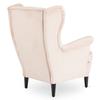 Evan 2 Lounge Chair With Footstool, Beige Velvet, Modern