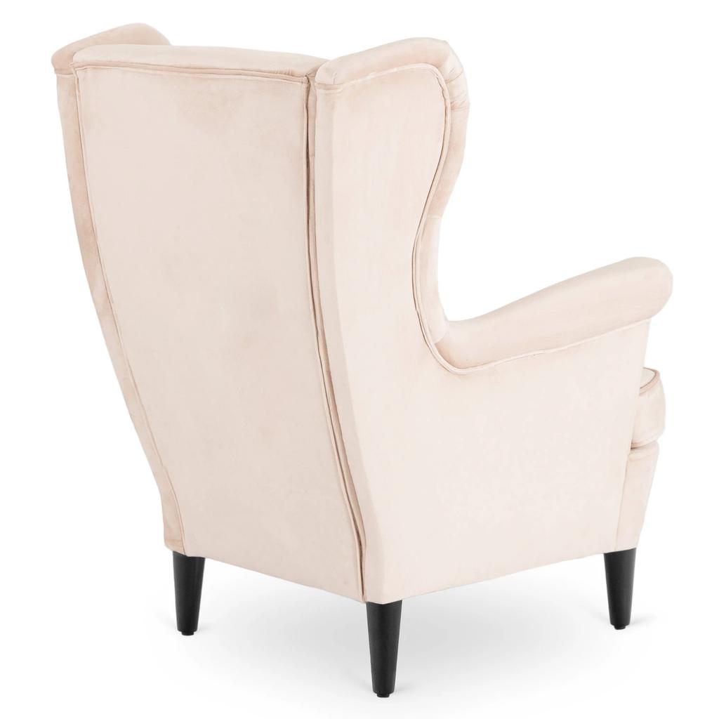Evan 2 Lounge Chair With Footstool, Beige Velvet, Modern