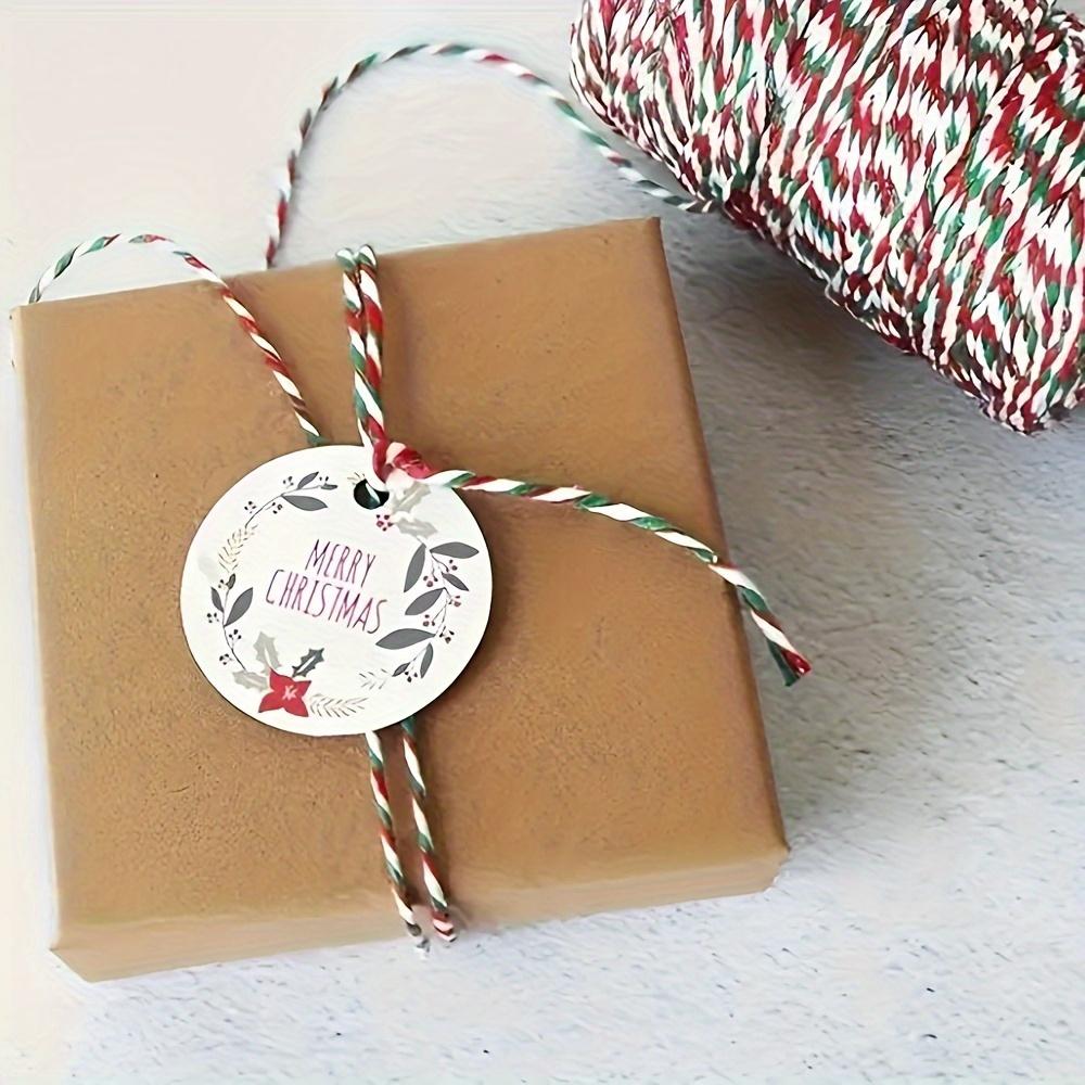 

1 Roll Festive Twine Ribbon - 2mm Thick Red, Green, White Striped, for Gift Wrapping, DIY Crafts, Sewing, Holiday Decor червоний