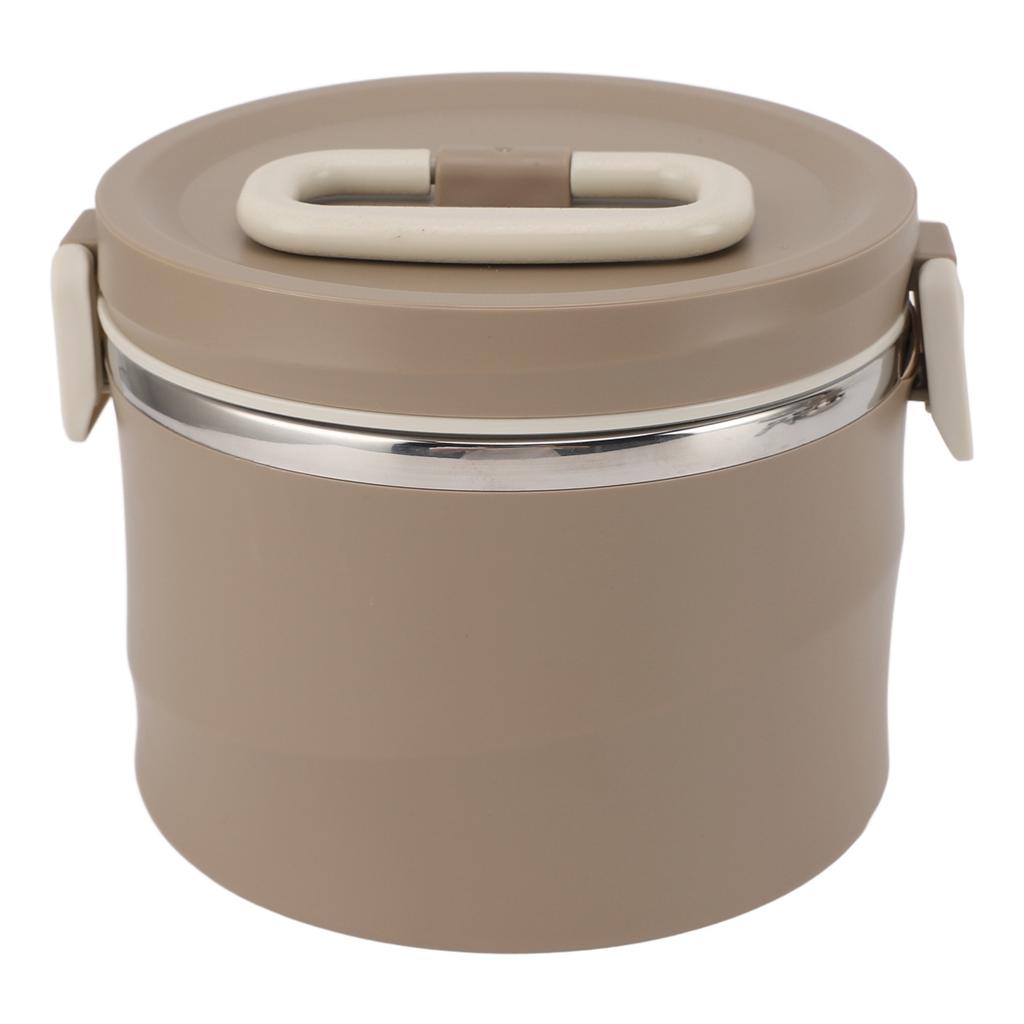Isolierter Lebensmittelbehälter 304 Edelstahl PP Stapelbar Tragbar Rund Bento Lunchbox mit Löffeln für Schule Büro