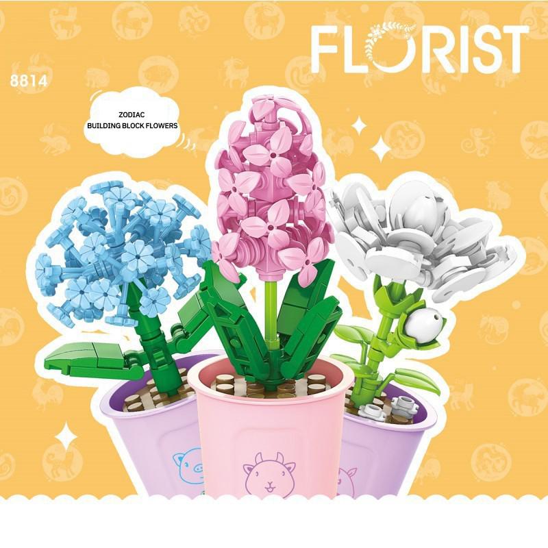 12 Styles Milk Tea Cup Building Blocks Flower Bouquet Potted DIY Bricks Creative Design Decor Toys