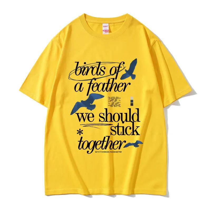 Summer men's Birds of A Feather printed T-shirt 100% pure cotton casual top Hip Hop trendy style Harajuku clothing