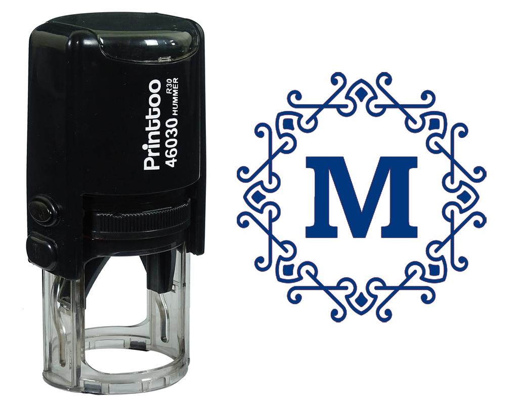 Printtoo Alphabet M Monogram Octagon Celtic Swirl Frame Self Inking Rubber Stamp Office