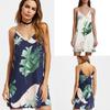 Sidefeel Women V Neck Halter Tropical Plants Printed Casual Dress For Elegant Summer Occasions