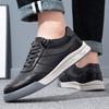 Fashion New Autumn Men's Sports Leisure Board Shoes Comfortable Non-slip Thick Sole Genuine Leather Shoes Black Trendy Loafers For Male
