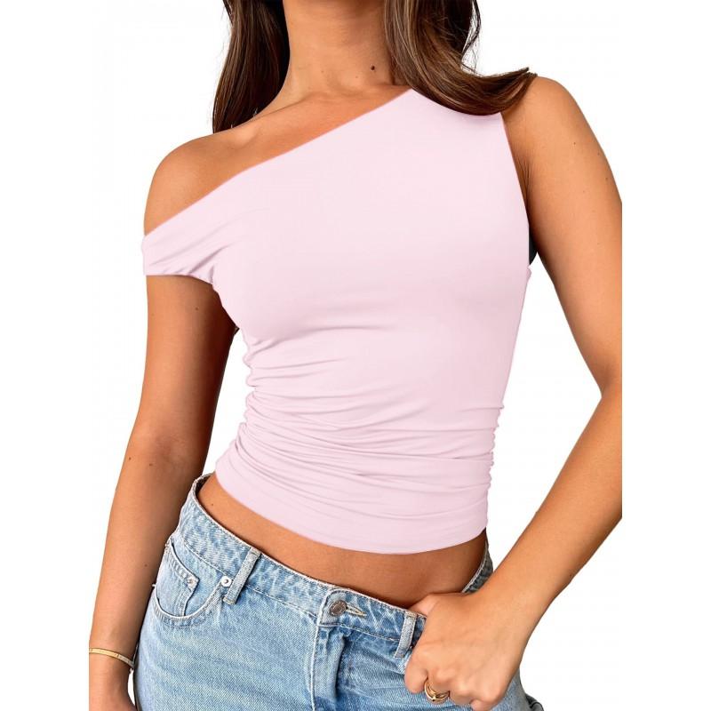 Womens Short Tank Top Set Solid Color Splice Versatile Slim Fit Casual Daily Wear