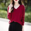 Autumn New Women's Knitted Sweater Andy Fleece Sweater Women's V-neck Long-sleeved Bottomed Prismatic Sweater Women's Batch