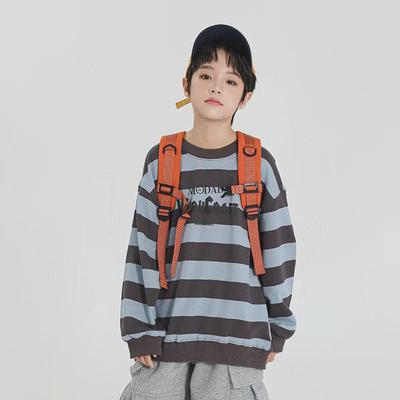 2025 Frühling Jungen Gestreiftes Frottee Baumwoll-Sweatshirt mit Panda-Druck