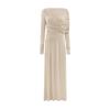 Spring temperament celebrity style splicing pleated long-sleeved dress slim and thin solid color long dress women's clothing