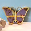 1 Pcs Butterfly Shape Fiber Wall Mirror with Acrylic Golden Aesthetic Frame with Hook for Hanging On Walls