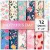 12 Blätter/Jede Packung Kleines Florales Mutterplot-Hintergrundpapier, Warme Farbe Handkonto Handkonto DIY-Hintergrundkarton