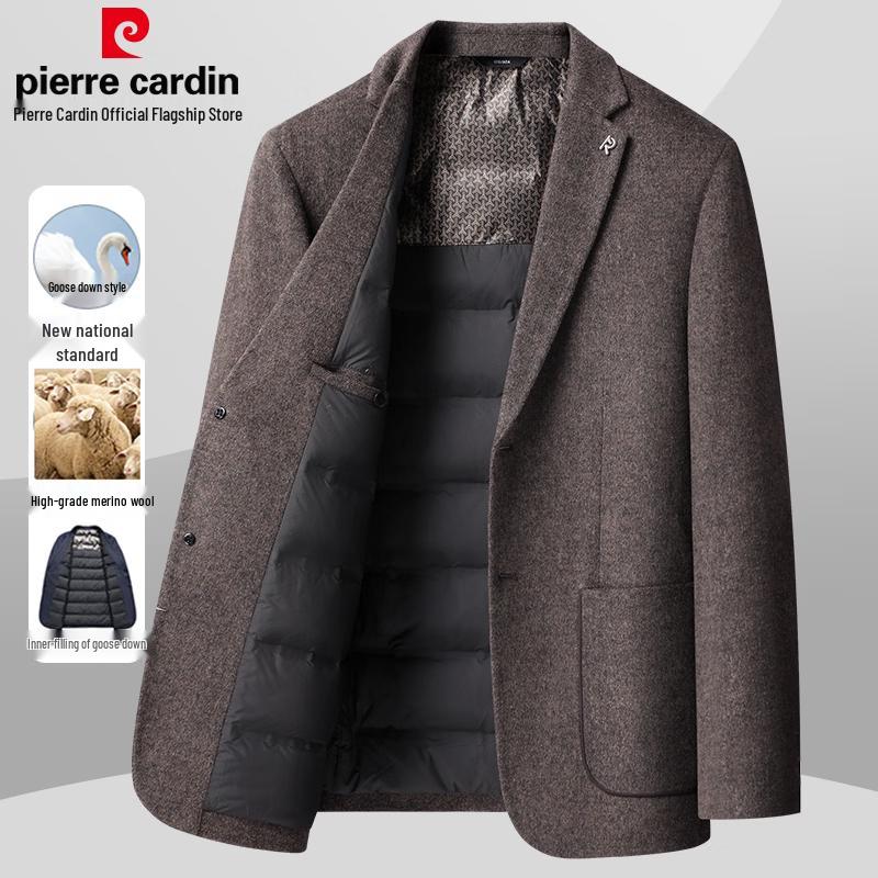 Pierre Cardin Men's Wool Blend Goose Down Lined Business Casual Jacket