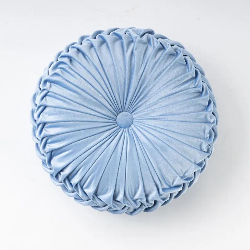 Light Luxury Solid Color Dutch Plush Pumpkin Sofa Pillow Handsewn Wheel Shape Chair Waist Pillow Cushion