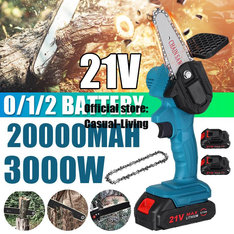 4-Inches Electric Protable Mini Cordless Rechargeable Handheld Chain Saw  For Tree Branch Wood Cutting With1/2Pcs Batteries