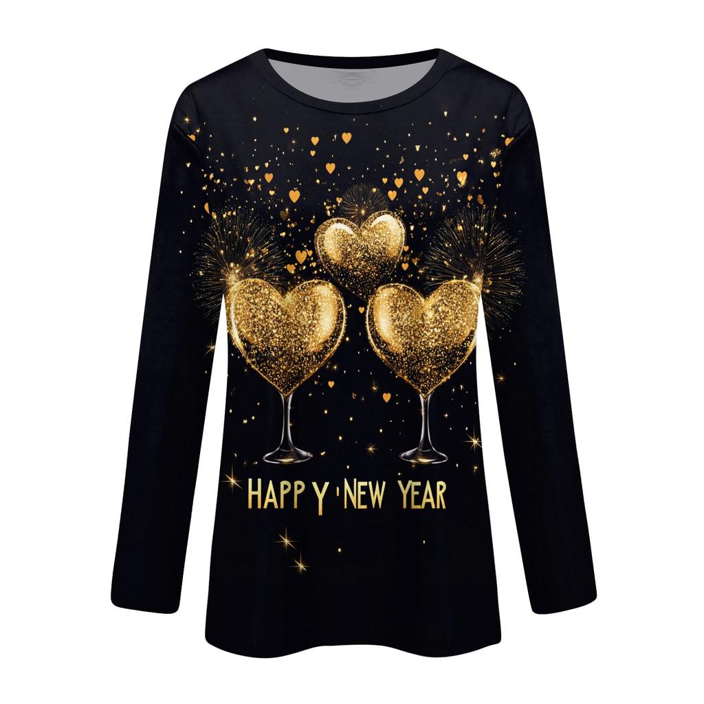 Women's And Winter Round Neck Long Sleeve T-Shirt Printed Top