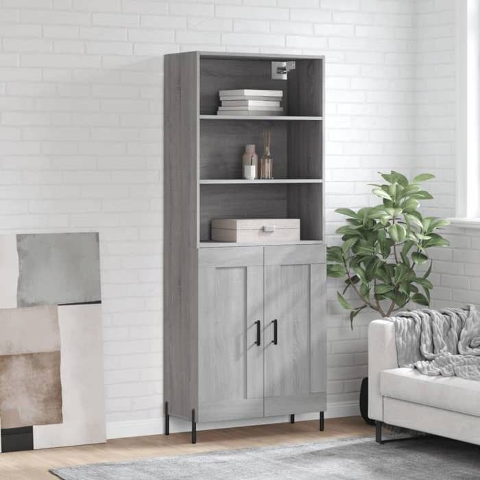 Buffet haut - Sonoma - Gris Sonoma - Bois d'ingénierie - 69,5×34×180 cm