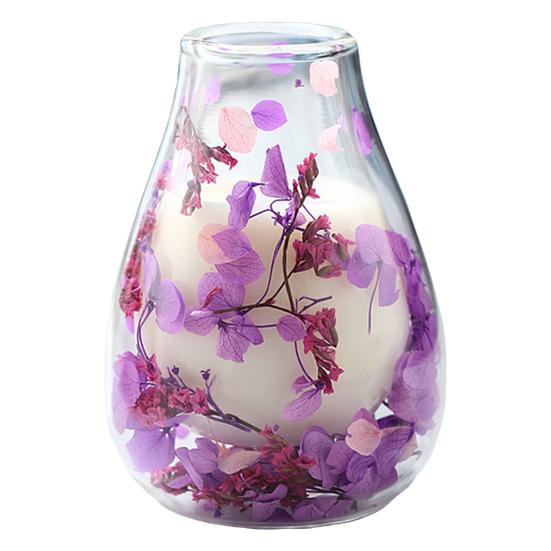 Mini Glass Decorative Bottle with Dried Flowers Compact Transparent Floral Ornament for Desk Bedside Window Sill Double Wall Hydroponic Vase Home