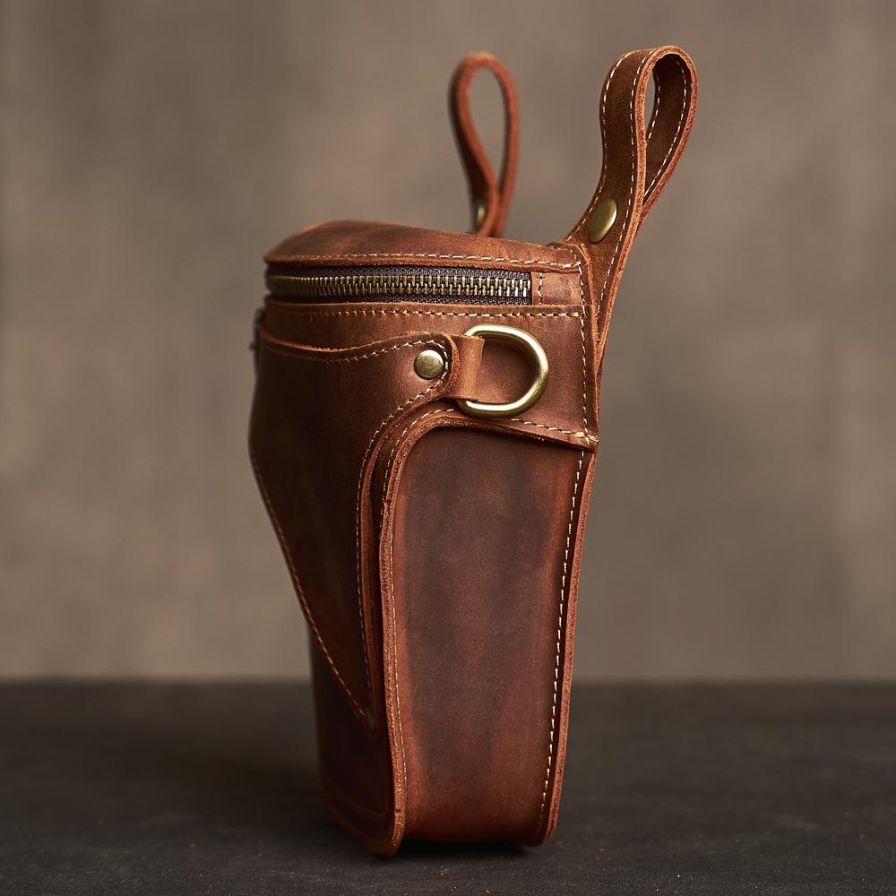 Genuine Leather Men's Waist Bag Retro style Phone Multifunctional Fashion Key Wallet Sports Phone Waist Bags For 6.5 In Phone