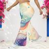 Women's Casual High Waist Flare Pants, Geometric Pattern Print Streetwear Bell Bottom Trousers
