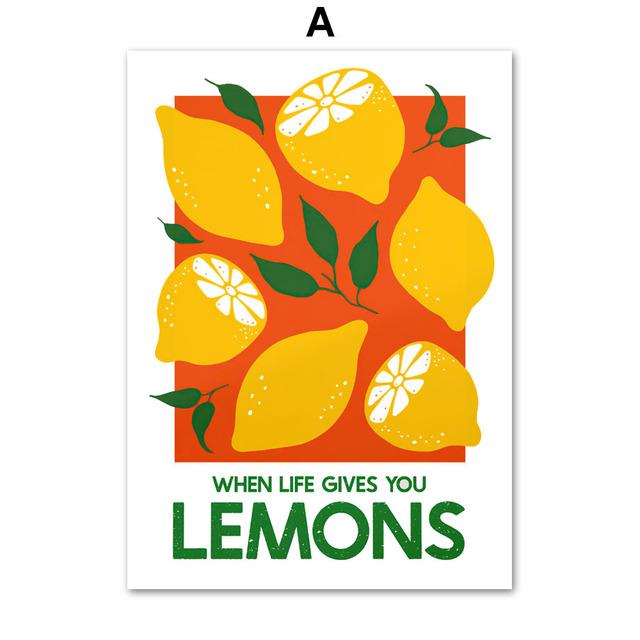 Cherry Lemon Orange Strawberry Abstract Fruit Wall Art Canvas Painting Nordic Posters Prints Wall Pictures For Living Room Decor No Frame