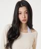 UNKNOWN PLANET [Set] Layered Striped Halter Top Long Sleeve T-Shirt Beige