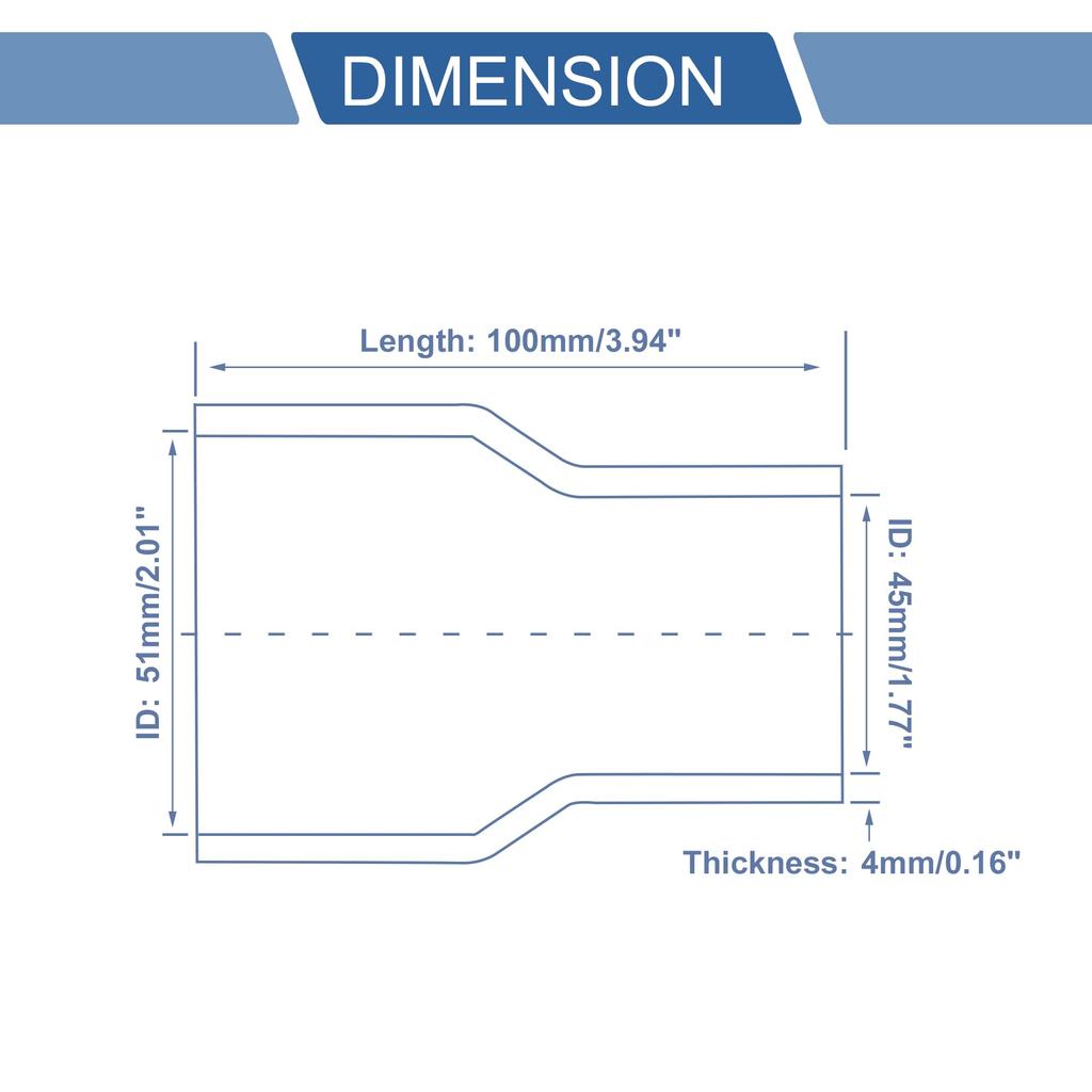 X AUTOHAUX Blue Length 3.9 Inches (100 Mm), Inner Diameter 2.0 - 1.8 Inches