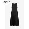 Zaprha 2025 New Arrival Hepburn Style Sleeveless Square Collar Elegant Linen Midi Skirt Dress Slim Looking 6962029