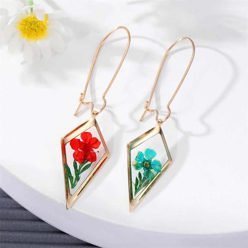 

1 пара симпатичных цветочных серег из сплава ушей болтаются сухие цветочные серьги натуральные красочные бохо лето