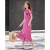 Demana 'Little Rose' Summer Cotton Round Neck Short Sleeve Midi Dress