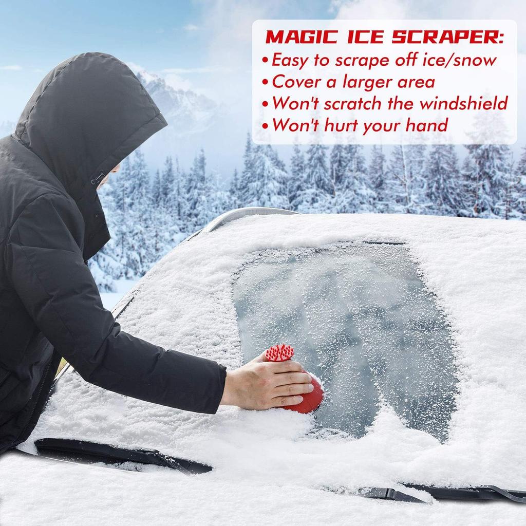 CLESDF Magical Car Ice Scraper With Funnel,2 Pack Cone Windshield Ice Scrapers,Round Snow Scraper For Car(Red)