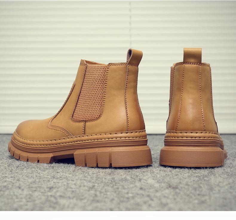 2024 Herren Echtleder Martin Stiefel: Retro Britische Chelsea Mid-Cut Freizeitschuhe