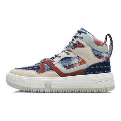 Zapatillas de Skate Clásicas Casuales de Caña Alta Li Ning Zapatillas de Mujer Avena-Gris AGCR432-4