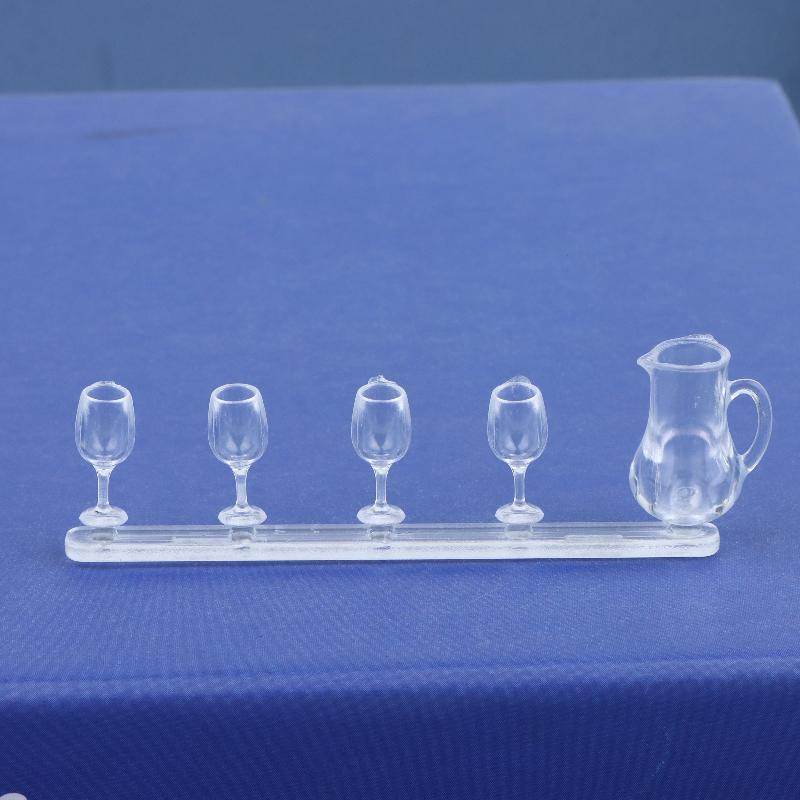 Miniatur-Weinglas und Flaschen-Set 1:12 Maßstab Puppenhaus Zubehör Transparent Mini Barware Modell Für Puppenhaus Bar Dekoration