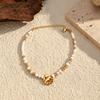 European and American retro natural stone beaded beating pattern pendant bracelet women's stainless steel gold-plated ethnic style niche hand jewelry