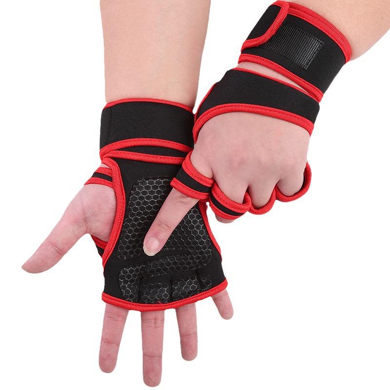 Unisex Half-Finger Fitness Gloves with Extended Wrist Guard - Non-Slip, Wear-Resistant for Weightlifting and Pull-Ups