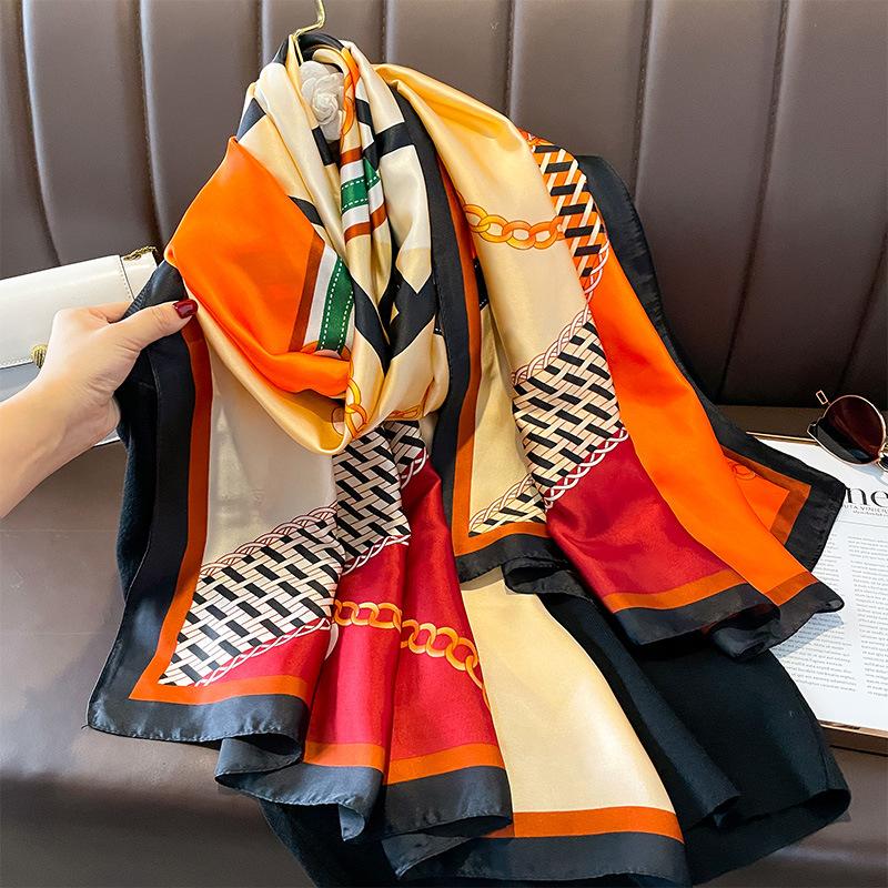 New Summer Fashion Sunscreen with Shawl On The Outside Geometric High-quality Silk Scarf Neck Protection and Warm Air Conditioning Blanket