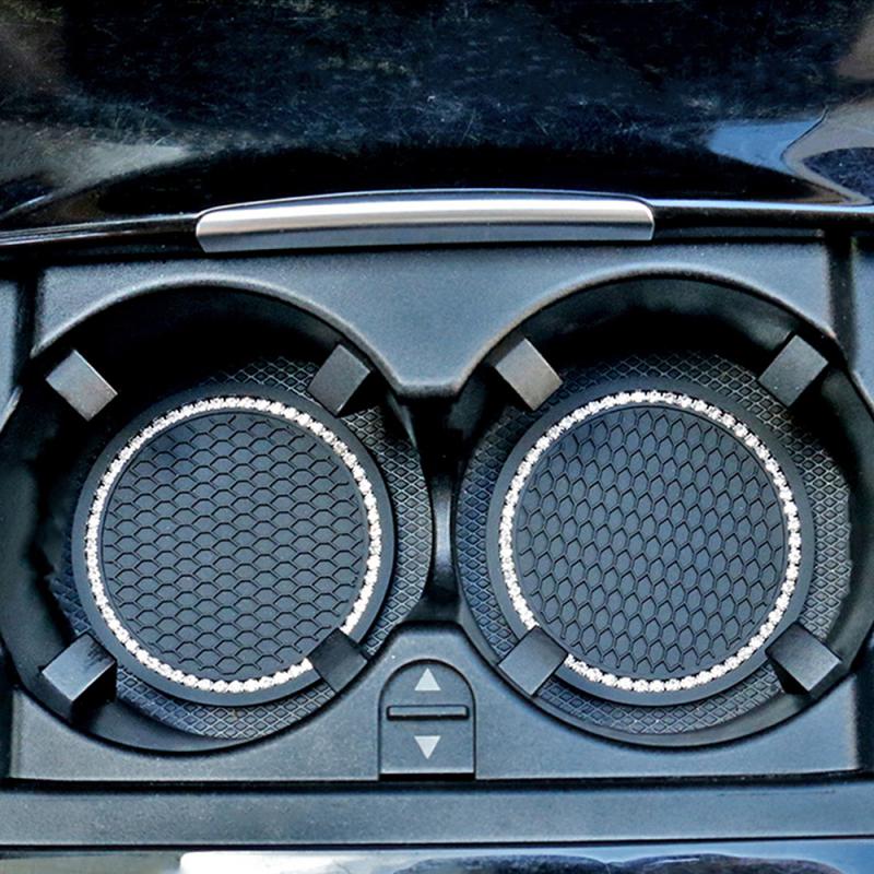 Auto-Wasserbecherhalter, rutschfeste Gummimatte mit Diamant-Strass für Flaschenhalter, Untersetzer, rutschfeste Getränkehalter für den Autoinnenraum